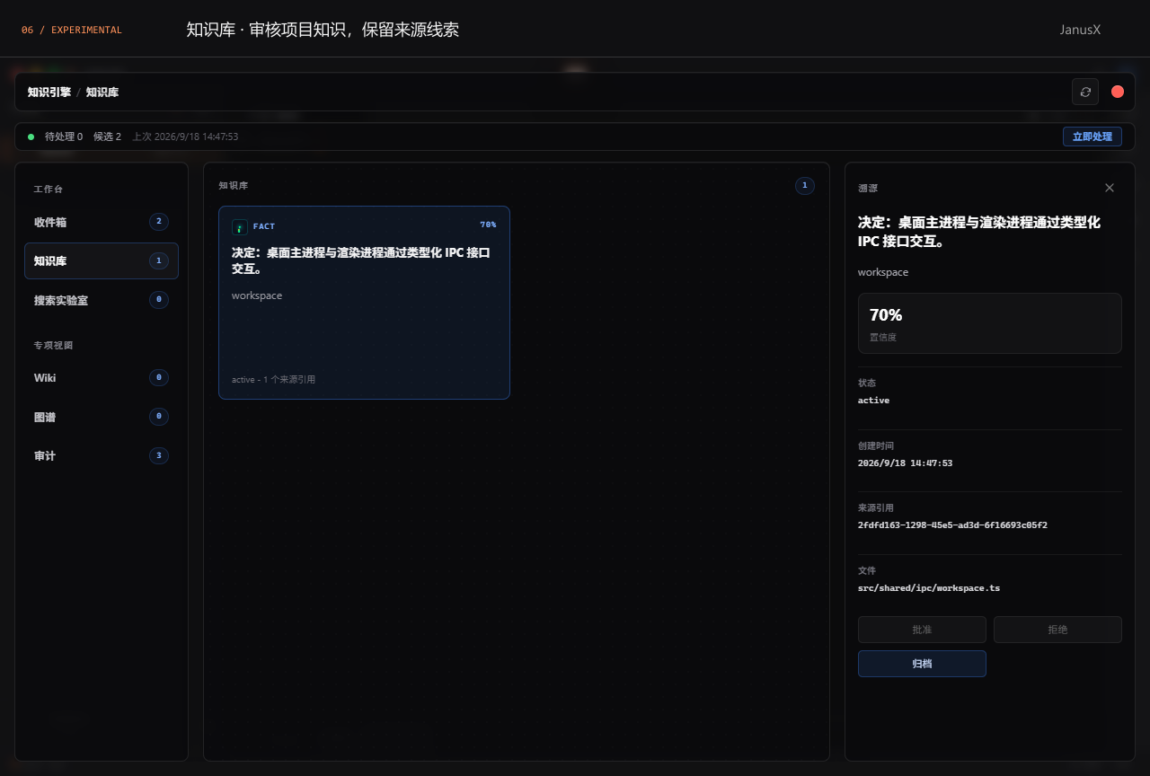 审核类型化 IPC 的项目知识条目，再查看已接受的知识和来源